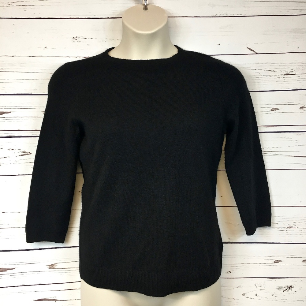 Talbots Sweater 100% Cashmere Black Career Wear